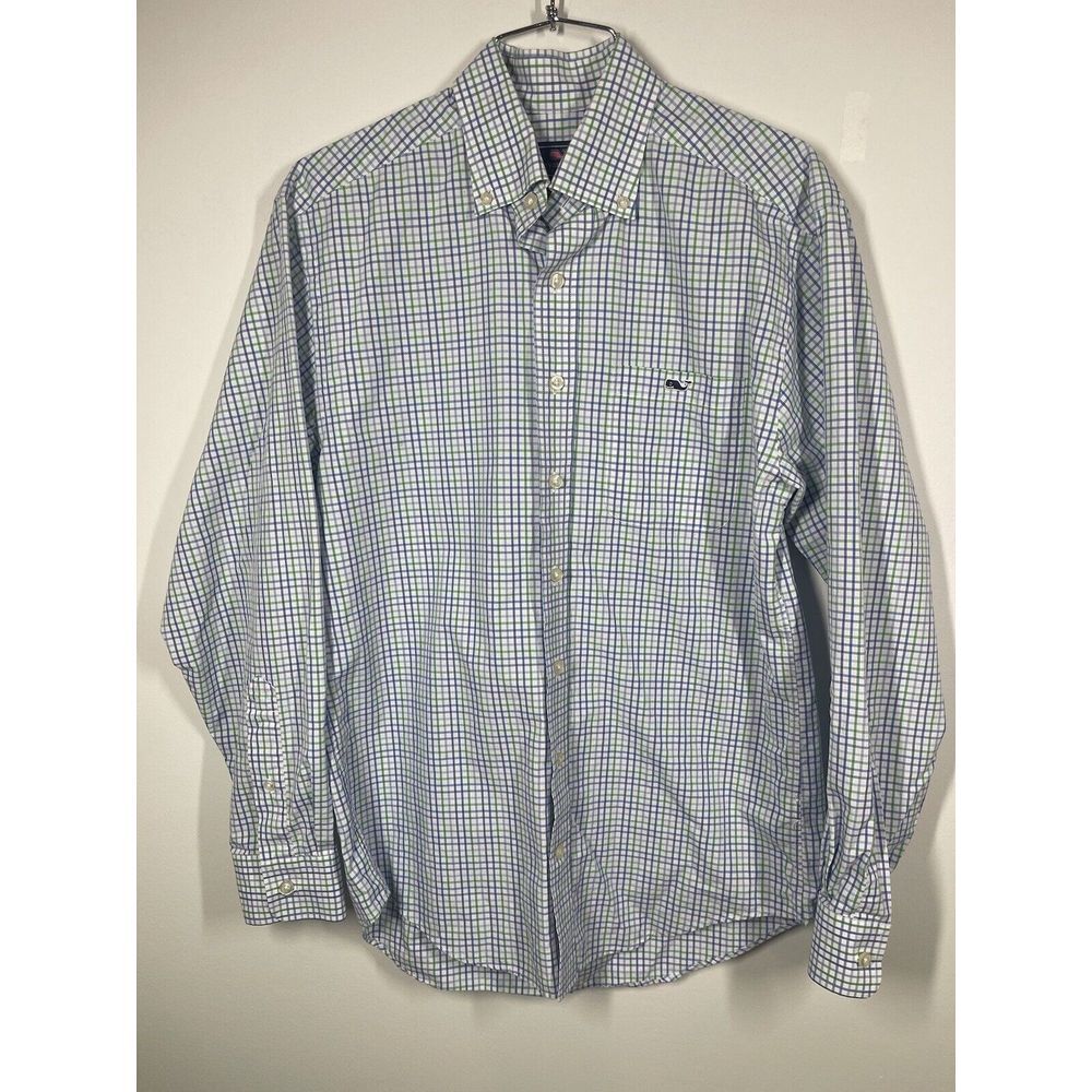Vineyard Vines Men's Classic Fit TUCKER Shirt‎ Size S Blue Green Check Preppy